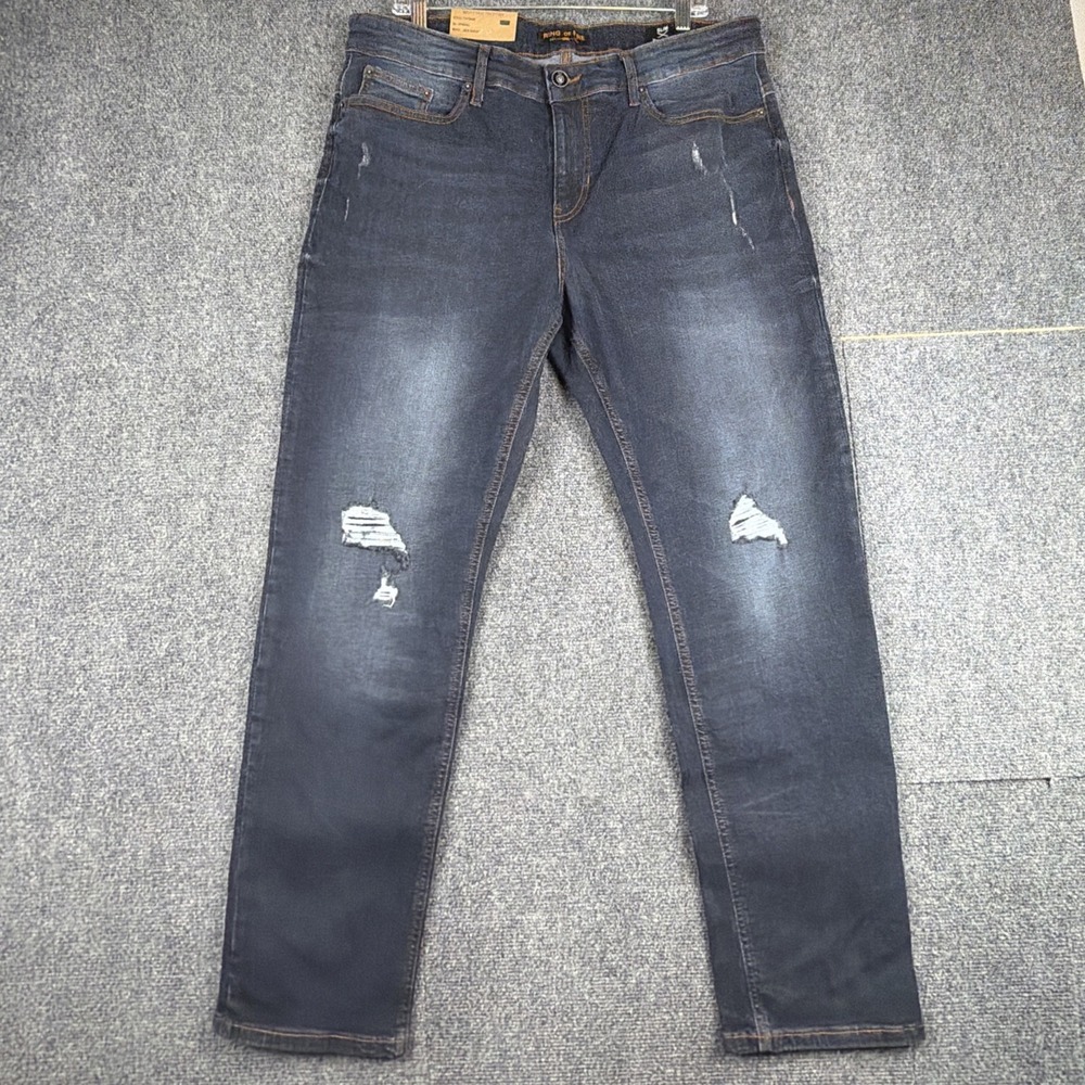Ring Of Fire Men's Jeans CAYENNE SLIM 36x30 New With Tags Distressed Stretch